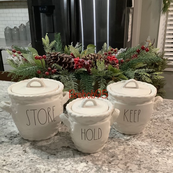 Rae Dunn Other - Rae Dunn White Basket ceramic Canister Set-3